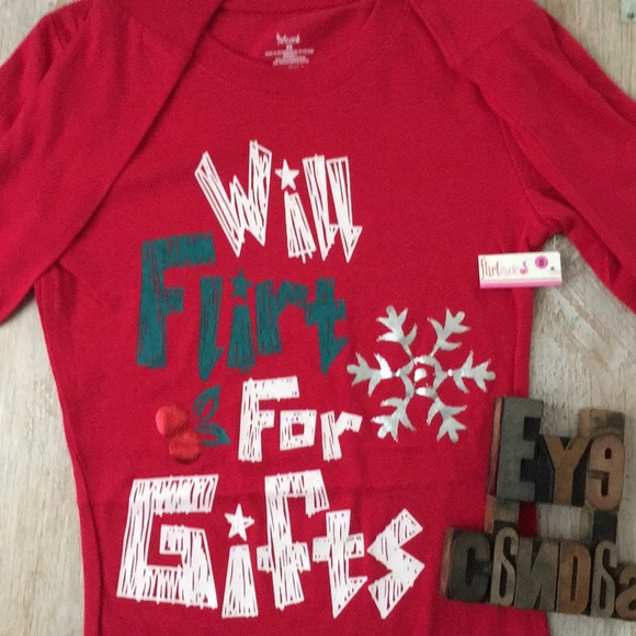 🆕🎄FLIRTITUDE “WILL FLIRT FOR GIFTS” L/S T-Shirt - Picture 1 of 12